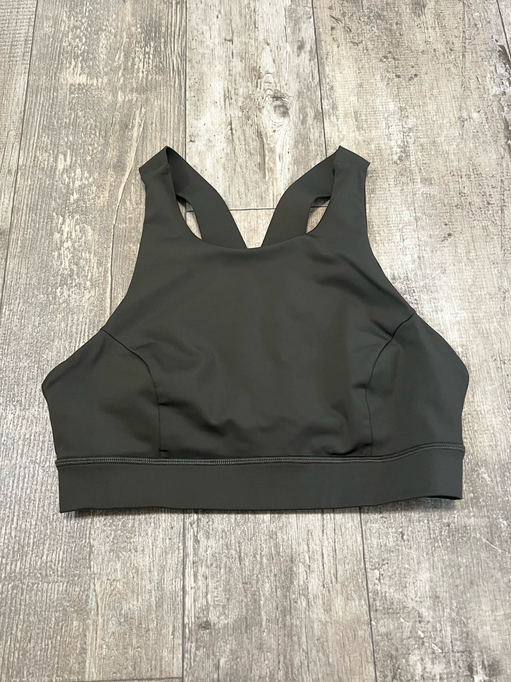 LULULEMON Fast & Free Sports Bra Racerback Medium Support Dark Olive Green 8
